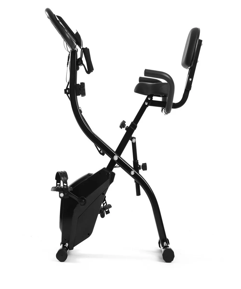 X 4’ü 1 Arada Katlanabilir Manyetik Kondisyon Bisikleti – Sessiz Spin Bike, LCD Ekranlı, Direnç Bantlı, Dikey Egzersiz Bisikleti