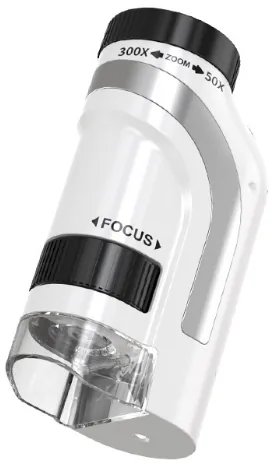 Mini Portatif Çocuk Mikroskop – 50X–300X Zoom, LED Işıklı, Eğitim ve Keşif Mikroskobu