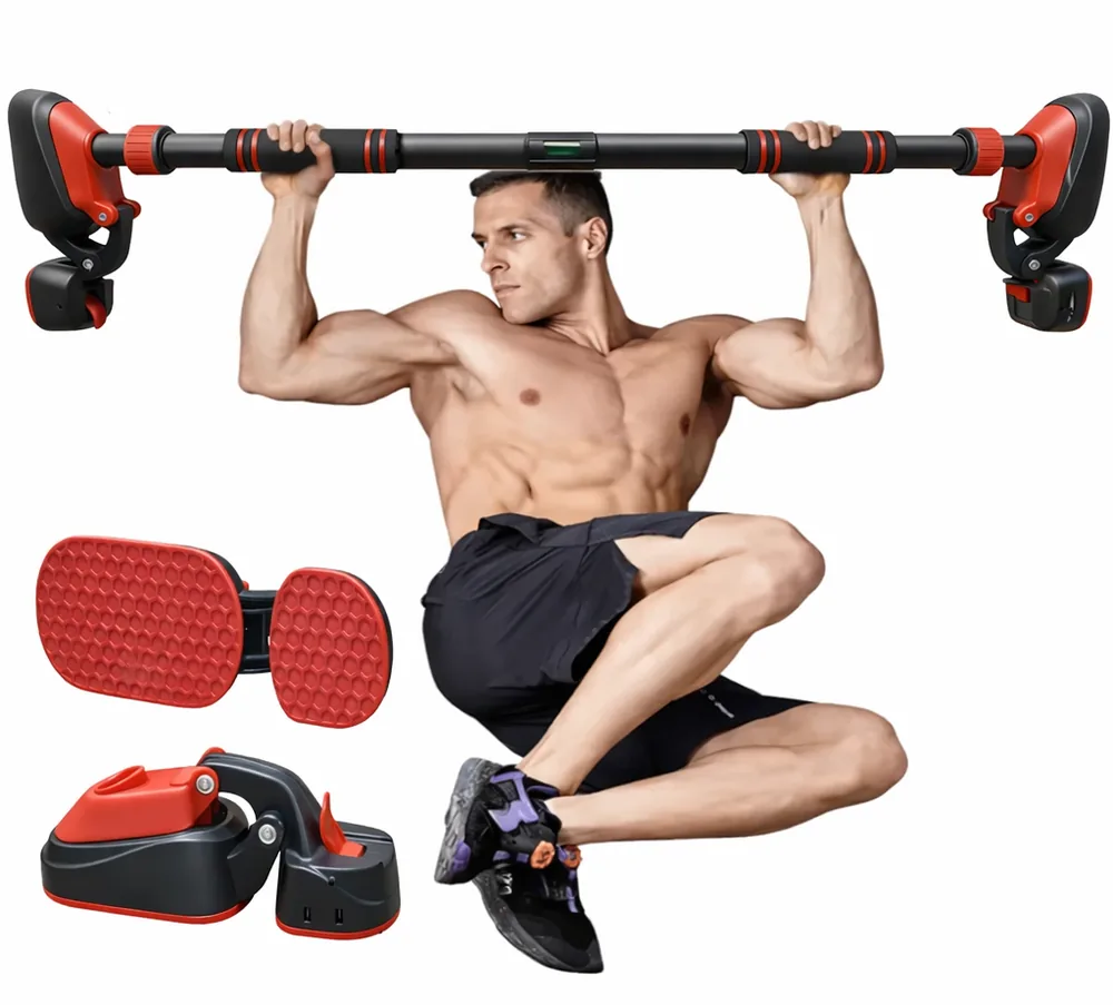 BX Çift Ayaklı Barfiks Çubuğu 94-125 CM Ayarlanabilir Süngerli Vidasız Kapı Barfiksi Çekme Demiri Ev Tipi Fitness Aleti